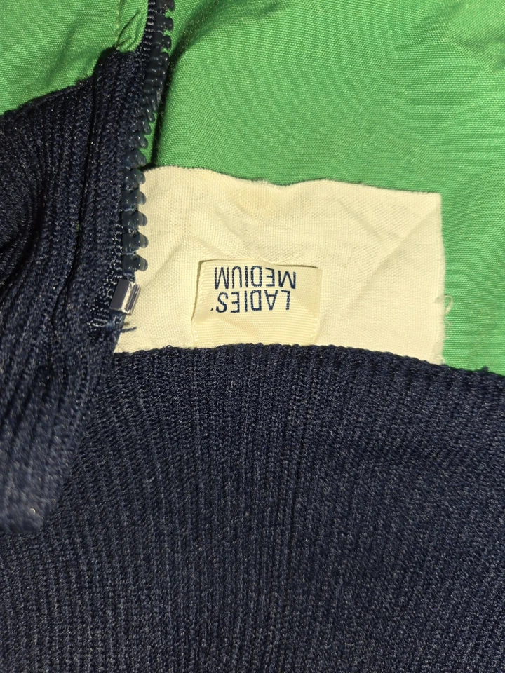 Suéter de playa verde AZUL MARINO cortavientos vintage años 70 80 cremallera 1/4 para mujer  Foto 2 de 4