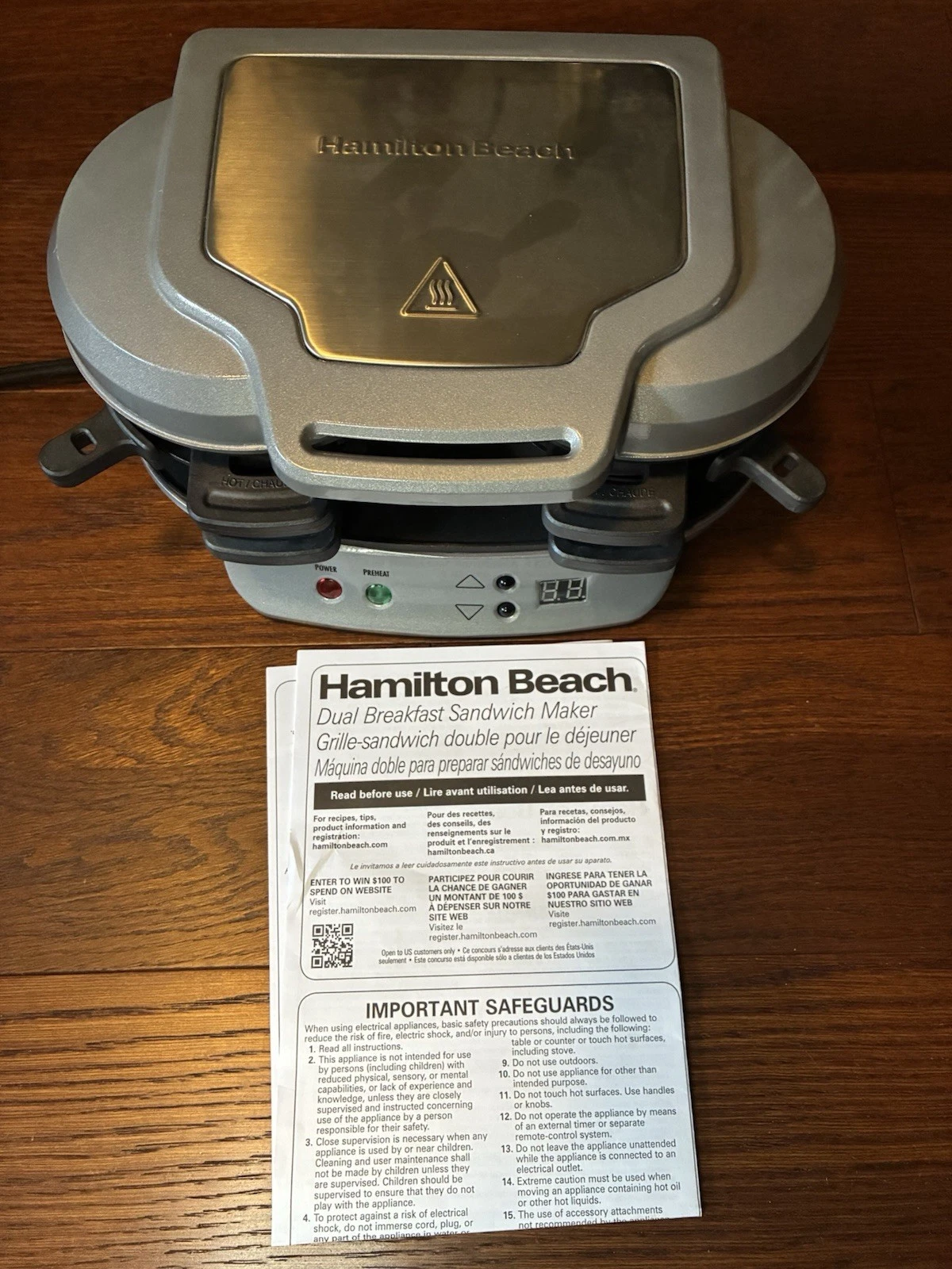 Hamilton Beach Dual Breakfast Sandwich Maker with Timer, (25490A) NEW w/o Box