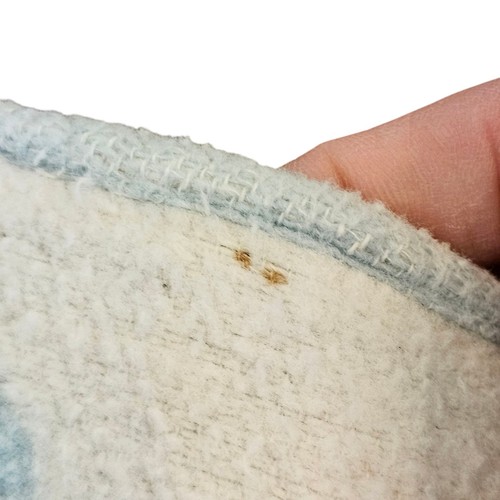 Vintage 50er Jahre Babydecke Wende blau weiß gewellter Rand Kreise Fleece - Bild 7 von 11
