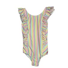 Ruffle Butts Rainbow Stripe Waterfall One Piece Bow Ruffle Swimsuit 8 Girls New