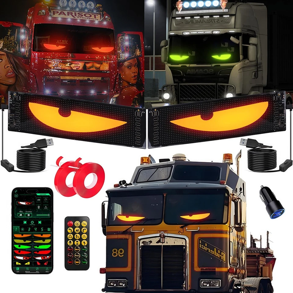 DIY Truck Specific Devil's Eye LED Screen Car Eye Light Truck Dynamic LED Light - image 2 of 4