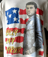 1992 Billy Ray Cyrus Patriotic White T-Shirt Size L Single Stitch Made in USA