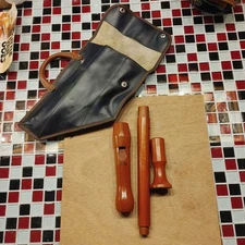 Vintage Schreiber Sonata Wood Flute Recorder + Case 3 Piece 18.5” Germany