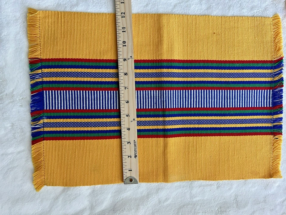 Vintage Eastern Spoon Village Philippines Handwoven Placemats Set of 4 Yellow - Image 2 of 4