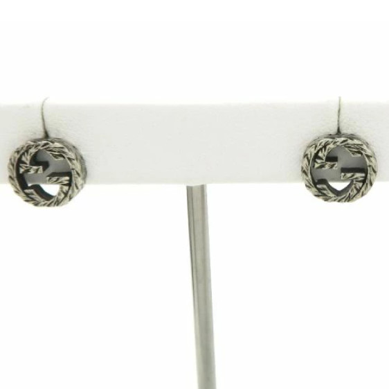 GUCCI Interlocking G Arabesque Stud Earrings Silv… - image 1