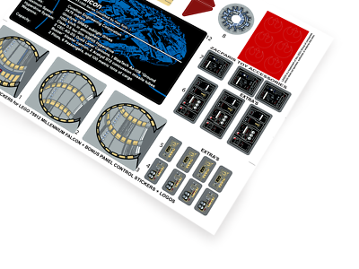 CUSTOM STICKERS for STAR WARS Set 75192 Millennium Falcon ,MODELS