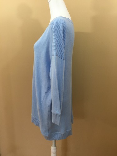 T by Talbots 3/4 Sleeve Lightweight Ribbed Mix Tunic Sweater Light Blue - Sz 1XP - Picture 3 of 9