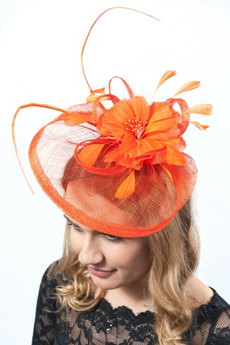 Burnt Orange Fascinator Ladies Wedding 