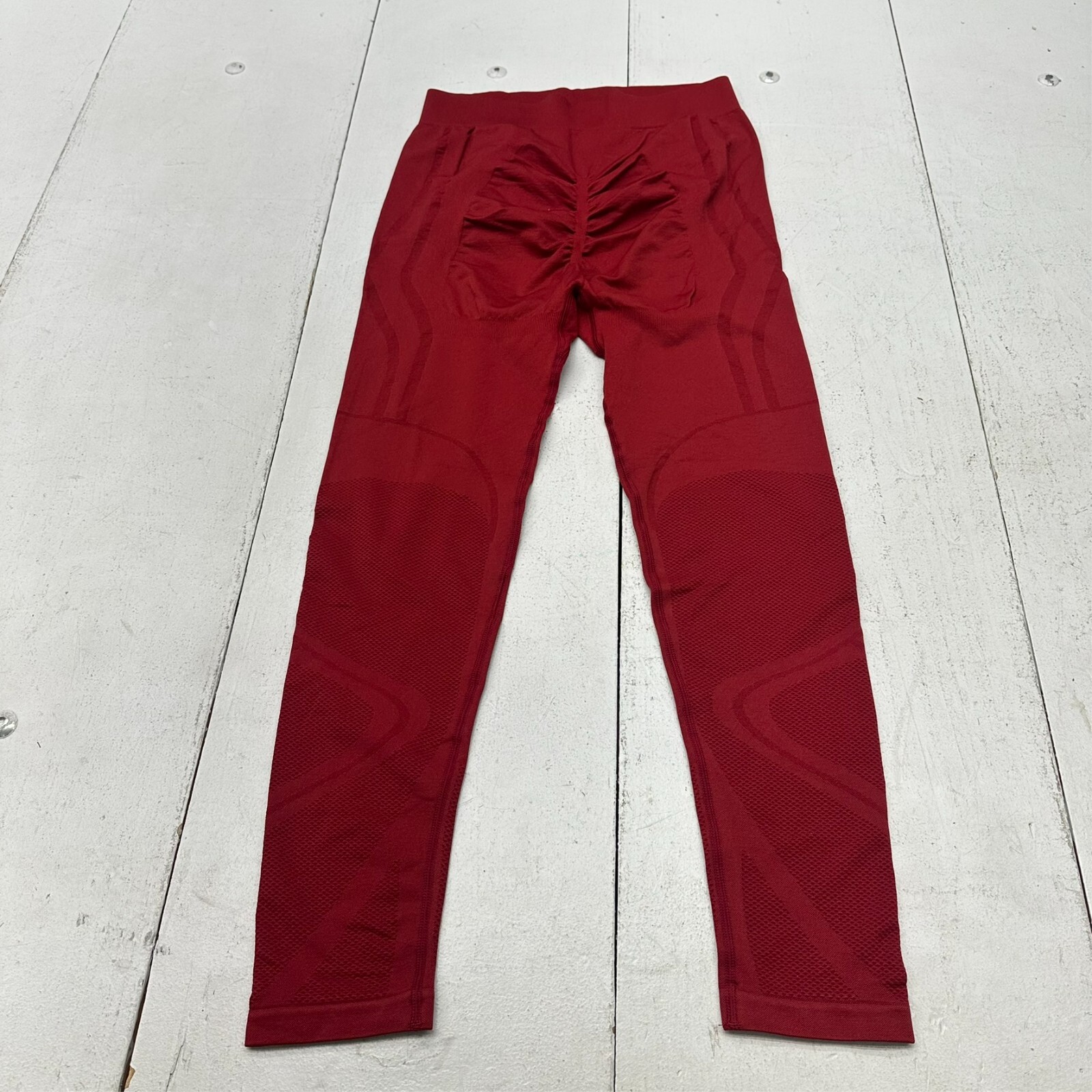 Dark Red Elastic Waist Fitted Basic Athletic Legg… - image 6