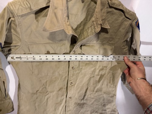 WW2 Khaki Field Shirt W Patches Named - Picture 8 of 11
