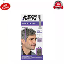 Just For Men Touch of Gray, Gray Hair Coloring Kit for Men Medium Brown, T-35