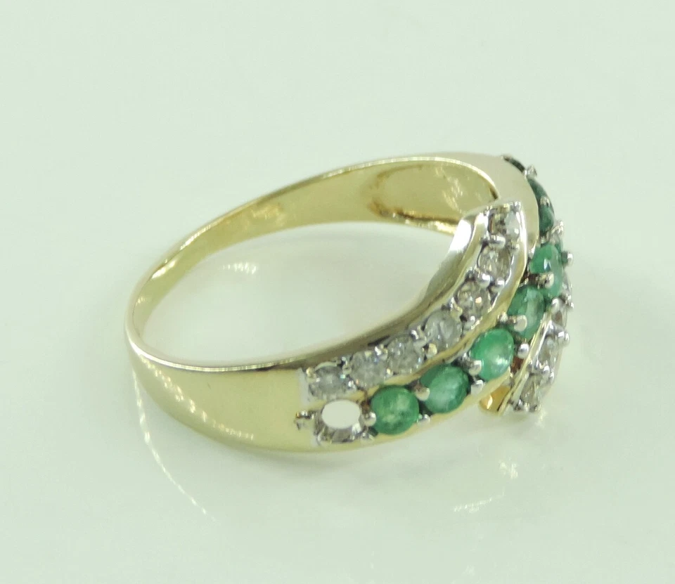 Vintage Damen Ring 585er 14 Karat Gelbgold mit Smaragd&Diamanten(62 (19,7 mm Ø)* - Bild 3 von 4