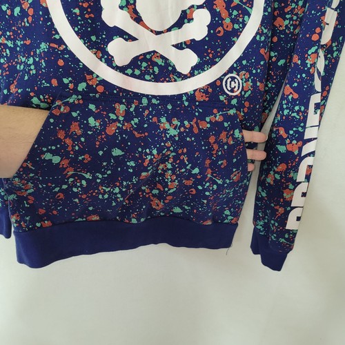 Sudadera con Capucha Cropp Progress Adulto S Azul Pintura Salpicaduras Calavera Huesos Cruzados Ropa de Calle Defecto - Imagen 3 de 14