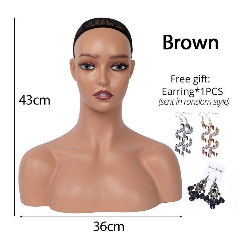 Realistic Female Mannequin Head With Shoulder Manikin Head Bust
