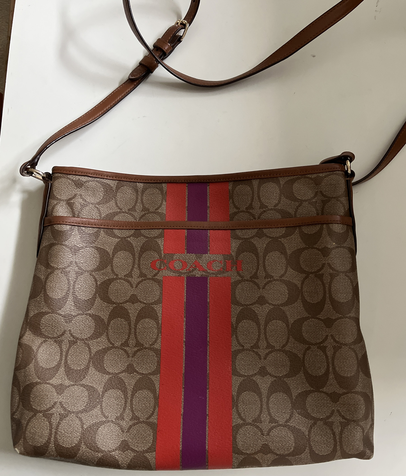 AUTHENTIC COACH signature tote bag/VARSITY stripe/Lar… Gem