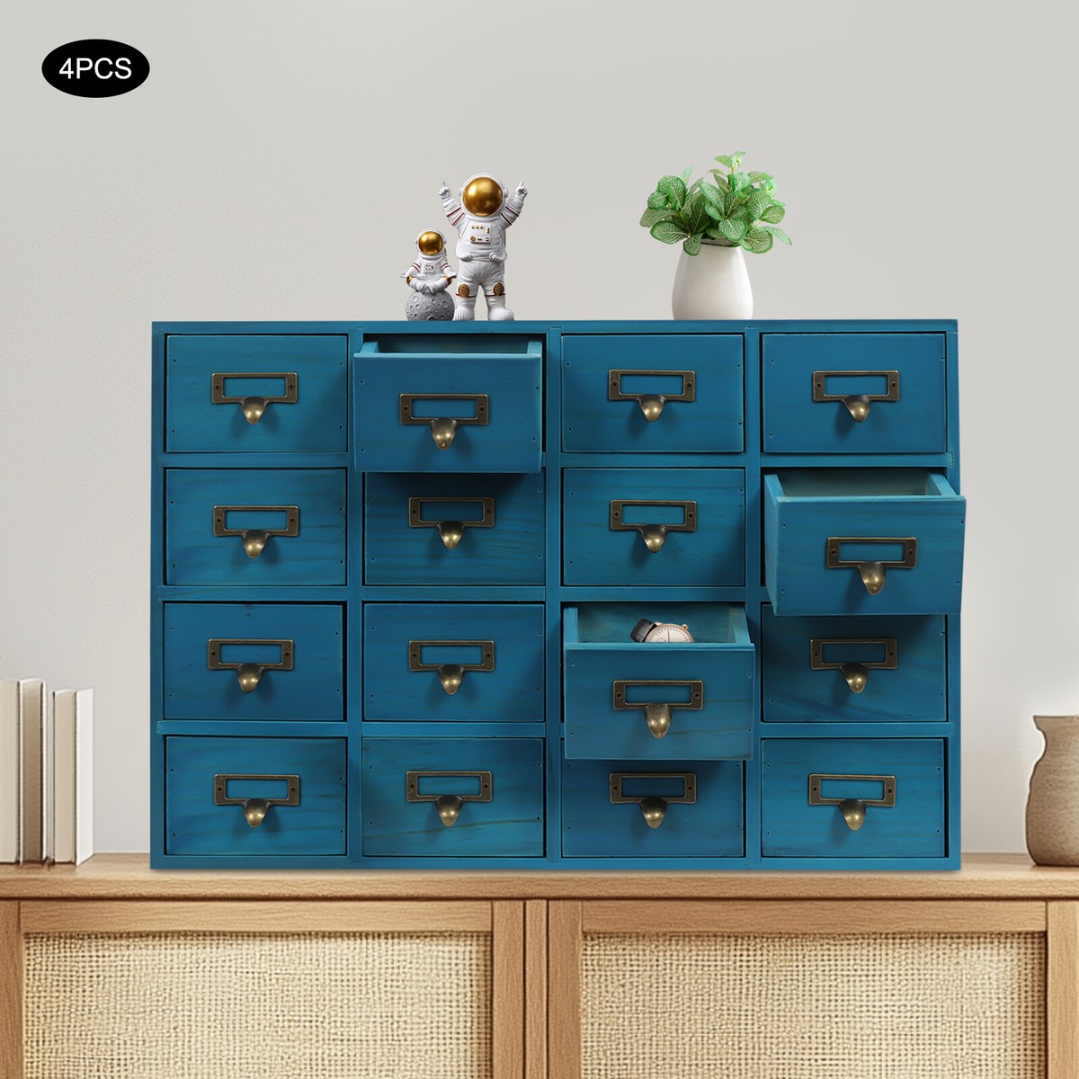 Vintage 4 PCS 64-Drawer Storage Box Drawer Cabinets Storage