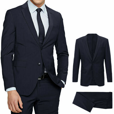 Abito Uomo blu Elegante Slim Fit Vestito Da cerimonia Sartoriale