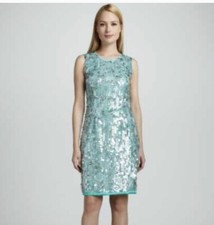 Ellie Tahari Aqua Sequin Dress Size 6