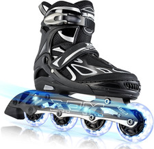 Vinal Adjustable Flashing Inline Skates for Kids and Adults - Light Up Fun 