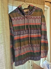 Vintage Y2K BOHO One Size Fits All Pull Over Hoodie Aztec Design Draw String