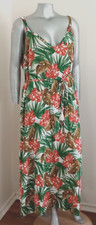 DRESS WITH TIE BELT SIZE 3X FOREVER 21 TROPICAL MAXI Straps 100% rayon Slit