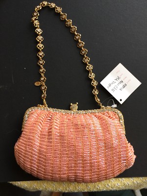 Sac Du Soir Clara Kasavina - Rose, Strass, Chaîne Dorée - Pochette Avec Bandoulière (Neuf Avec étiquettes)