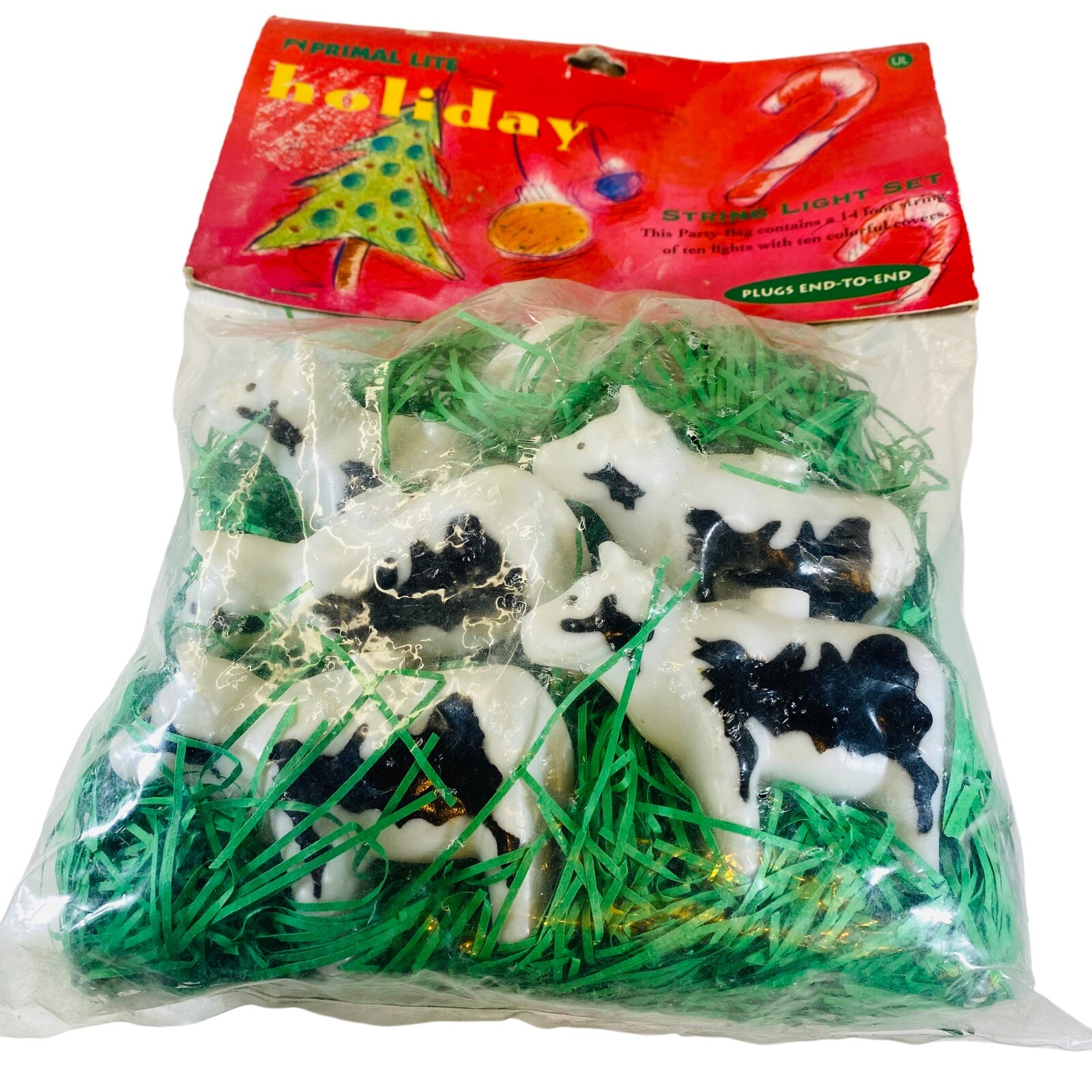 New VTG Primal Lite Santa Cows 10 String Light Set Blow Mold Christmas