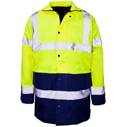 HI VISIBILITY PARKA JACKET SECURITY WORK COAT CONTRACTOR WATERPROOF SAFETY TOP - Picture 9 of 10
