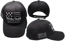 We The People USA Flag Black Acrylic Adjustable Embroidered Baseball Hat Cap