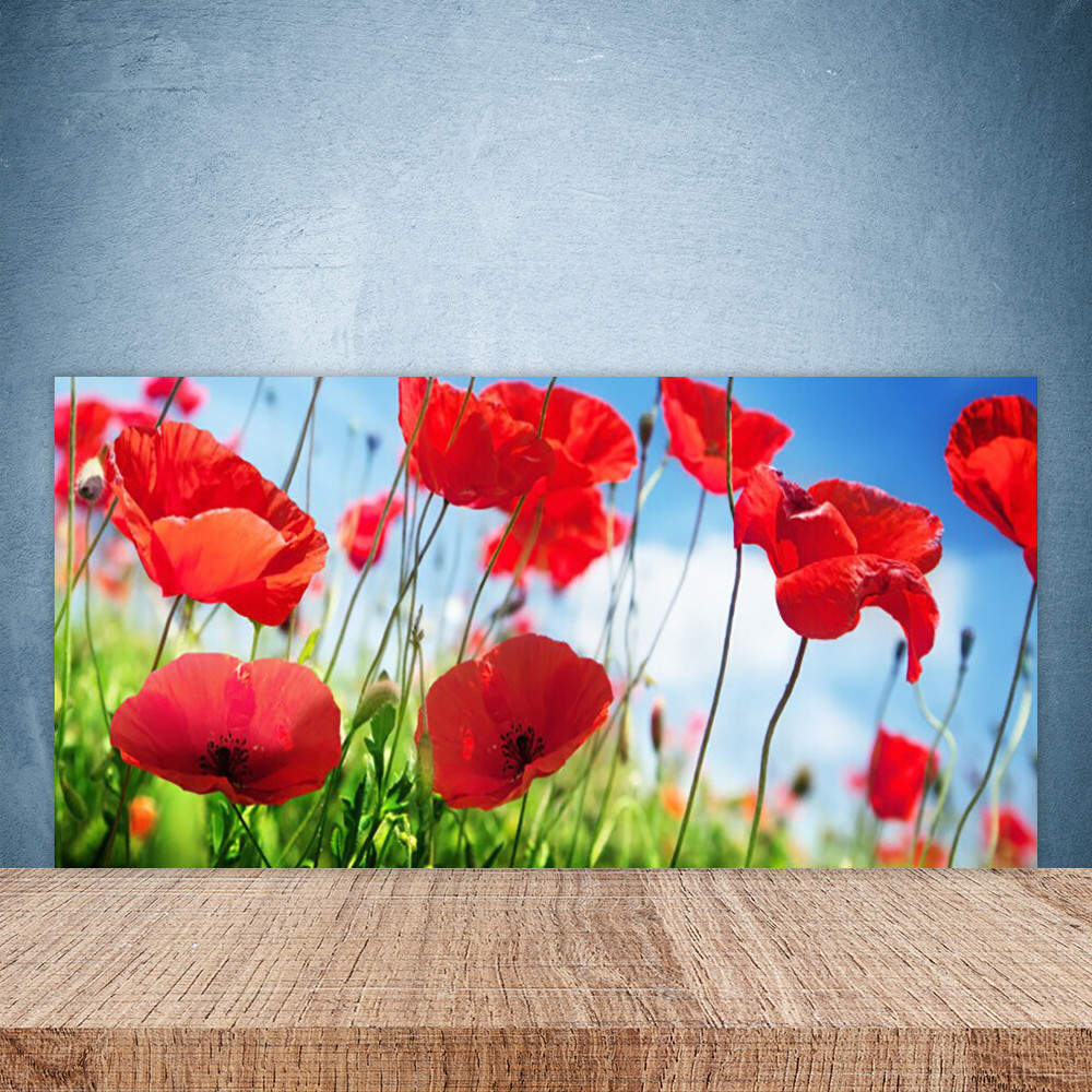 Crédence de cuisine en verre panneau paroi 100x50 cm fond de hotte fleur