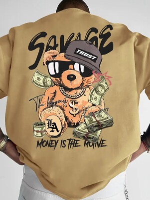 Savage Money Herren Oversize Shirt Streetwear 100% Baumwolle bis 5XL