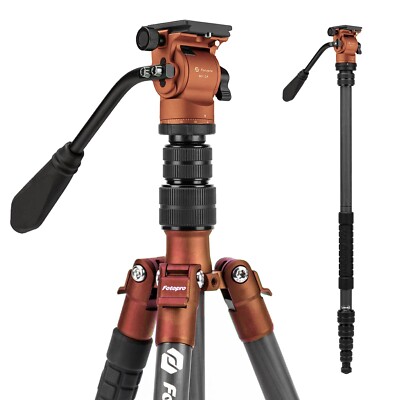 Fotopro 59'' Carbon Fiber Travel Tripod, Compact Camera Tripod , X-GO  Fluid Head