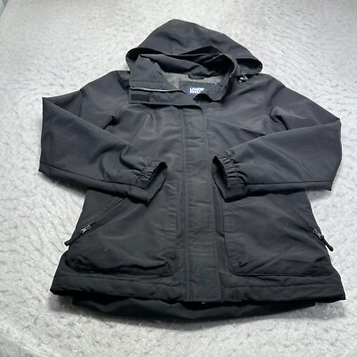 Lands' End Winter Hooded Jacket Black Full Zip Fleece Lined - Main Image