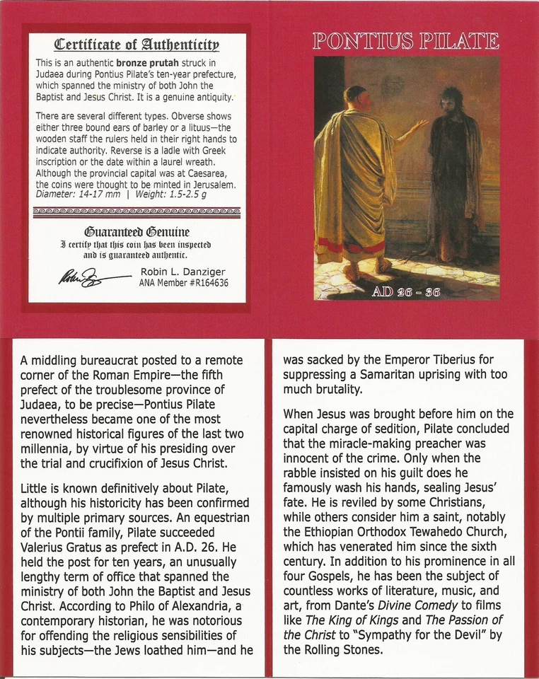 NGC Prutah Pontius Pilate PROCURATOR JUDEA Sentenced Jesus Christ to Cross AVG - Image 3 of 3