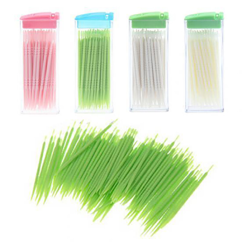 50Pcs Plastic Toothpicks Disposable Dental Picks with Case Oral Care
