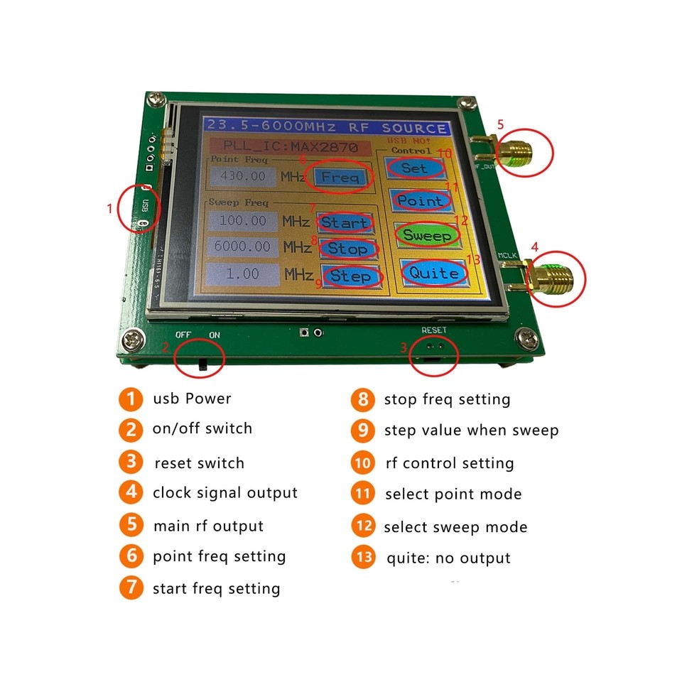 Upgraded MAX2870 Rf Signal Generator Source 23~6000Mhz High Precision ...