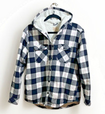 Boston Traders women's S hooded flannel shirt fleece lined button up long sleeve