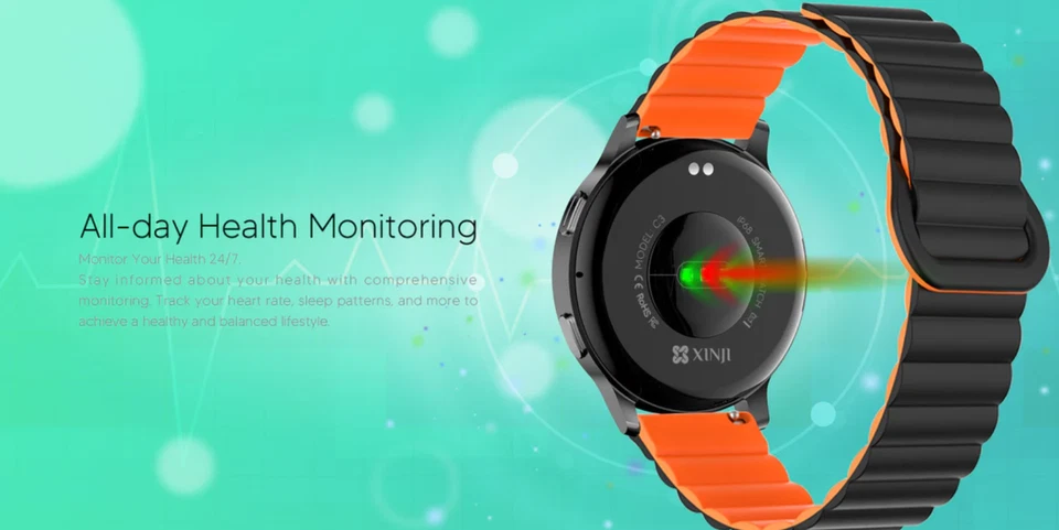 XINJI COBEE C3 SMART WATCH black and orange from inside strap* BRAND NEW SEALED - Image 4 of 4