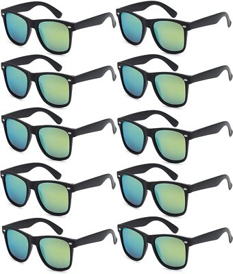 Fsmiling Bulk 80s Party Sunglasses Neon Black Frame Green