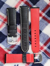 24mm Black Genuine Leather Alligator Crocodile emboss Fits Citizen Watch