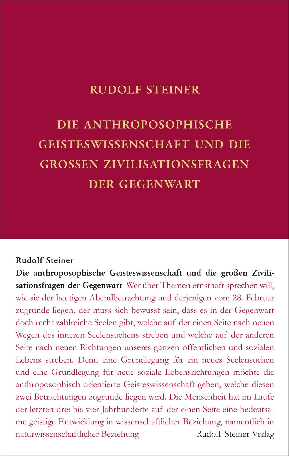 Die Anthroposophische Geisteswissenschaft Und Die Großen