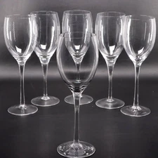 Crystal Wine Goblet 6pc Glass Set 8 1/2" H Vintage