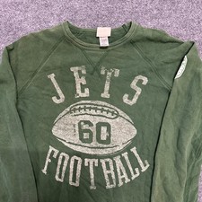 NFL Sweatshirt Mens Size M Green New York Jets Football Graphic Raglan USA Made