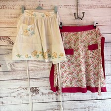 Vintage Floral Half Apron Set White Pink Cotton Cottagecore GrandmaCore