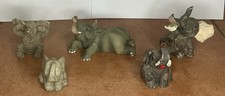Vintage Small Set Of Six Elephant Ornaments/ Figures
