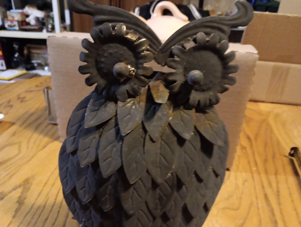 Escultura de búho de metal - decoración interior/exterior Foto 2 de 4