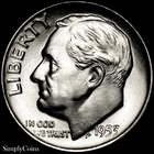 1953-D Roosevelt Dime GEM BU Uncirculated FB FULL BANDS FSB Silver Coin US