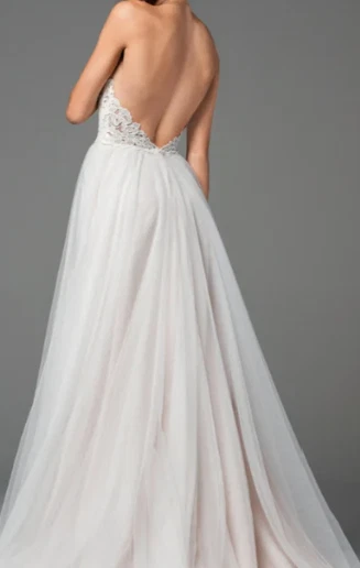 Vestido de Noiva Willowby Esperance Tamanho 8 Marfim Blush Forro Tule Linha A #58701 - Imagem 2 de 4