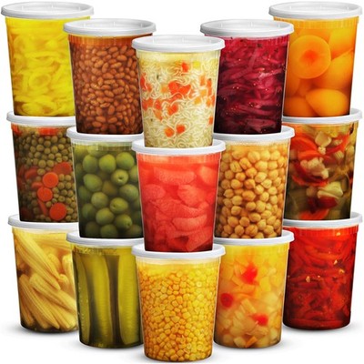 JoyServe 36x 32oz Deli Food Containers with Lids - Quart Airtight Plastic