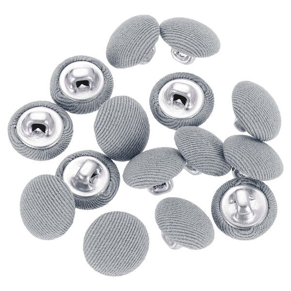 15Stk Stoffbezogene KnöPfe 10Mm 16L MetallstielknöPfe Grau-image